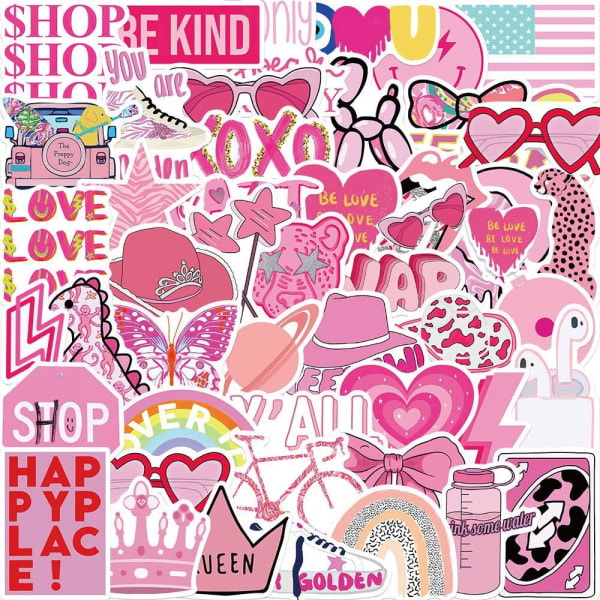 Färgglada Ins Style Rosa Preppy Style Stickers 50-pack vattentäta dekaler för Scrapbooking Journalföring Phone case Vattenflaska Heminredning