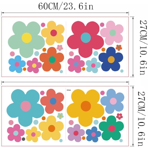 48 st blommiga väggdekaler, vinyl avdrag och klistra boho färgglada blommor väggklistermärken för barn lekrum sovrum vardagsrum plantskola väggdekor