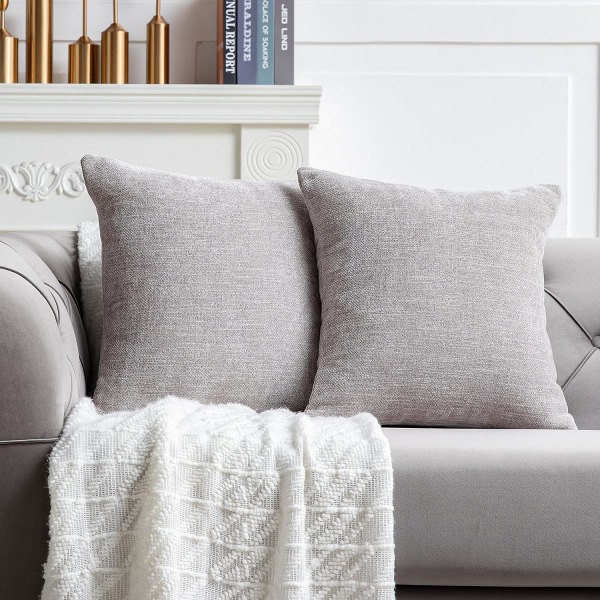 Kuddfodral 18x18 tum set om 2 grå dekorativa kuddfodral fyrkantiga accent kuddfodral för soffa vardagsrum bondgård heminredning