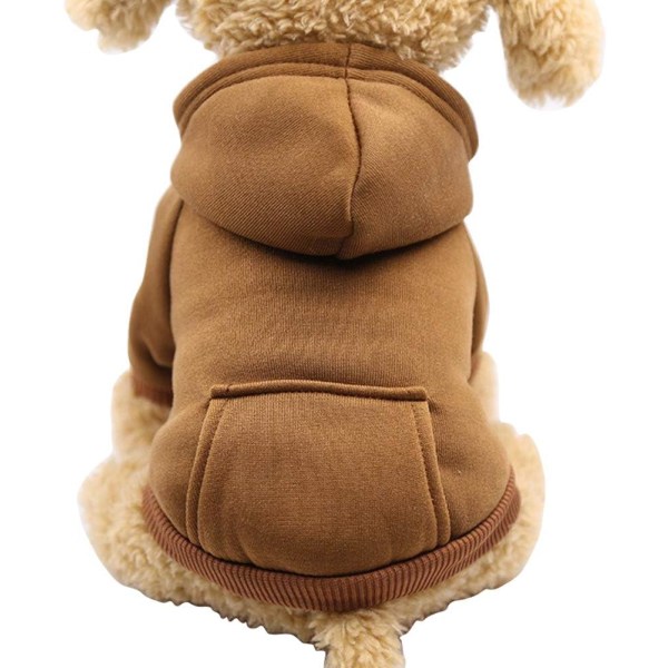 Vinterhunde-hættetrøje sweatshirts med lommer Varmt hundetøj til små hunde Chihuahua frakkebeklædning Puppy Cat Custume (X-Small, Coffee)