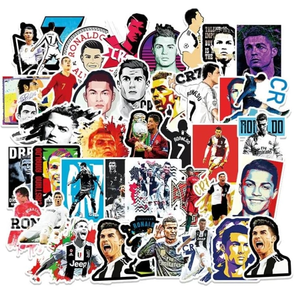50 stk vinylklistermærke af Ronaldo til fodboldelskere Vandtætte klistermærker, bærbar computer, skateboard, krus, scrapbogsgave til fødselsdag, jul, taksigelse