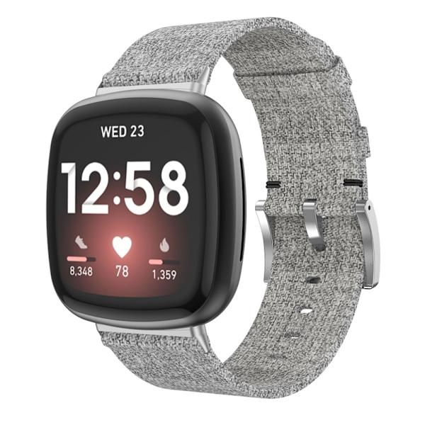 Fitbit Versa4/3/sense2 canvas nylonrem - grå
