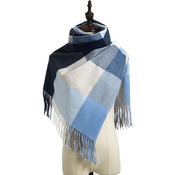 Tartan Plaid Tørklæder til Kvinder Vinter, Lange Tørklæder til Kvinder med Frynser, Super Blødt Tørklæde til Kvinder Vinter