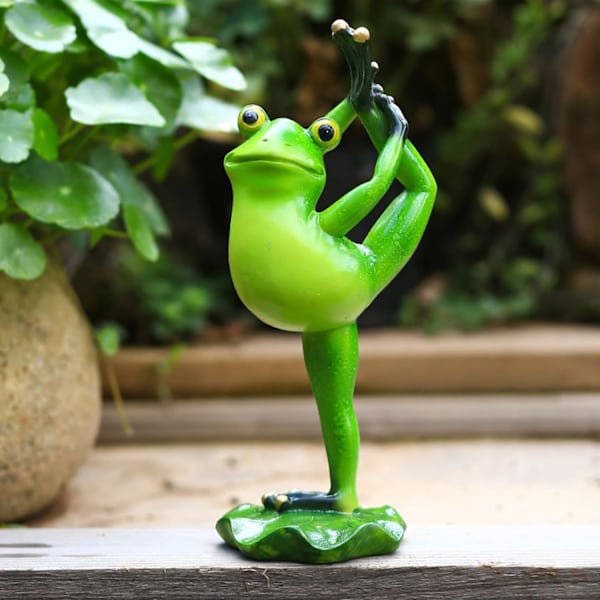 Frosk Statuer, 18,3 cm/7,2 tommers Resin Yoga Frosk Figurer, Bordplate Frosker Ornament, Dekorativ Dyrelandskapsskulptur for Hagedekorasjon