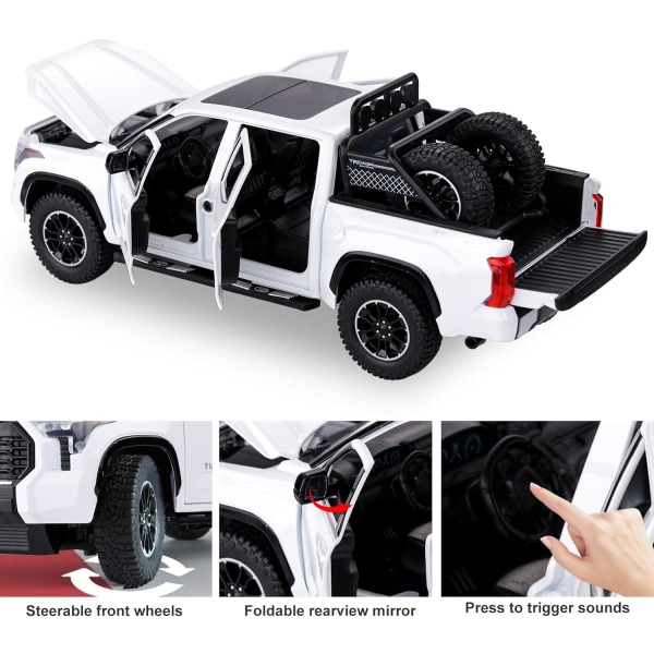 Tundra Truck Toys Off-Road Pickup Lekebiler Diecast Metal Store lastebiler med lys og lyd Trekk tilbake Modellbiler Bursdagsgave til barn