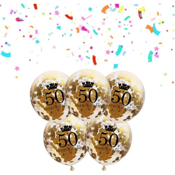 Nummerballonger 50:e guld - 50-årsdekorationer Ballonger 12 tum, 5 st