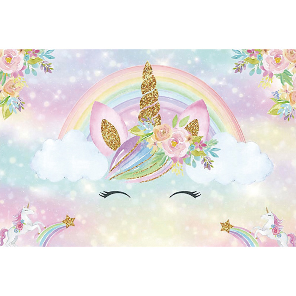 Yksisarvinen syntymäpäivätausta 5x11ft kulta glitter sateenkaari yksisarvinen syntymäpäivä valokuva tausta syntymäpäivä bokeh kukka juhla koristeet valokuvauskoppi lahjat