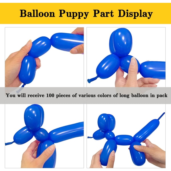 Blå 260 lange ballonger 100 pakke mørkeblå modellering Lange magiske ballonger Tykning av lateks Vridende DIY-dyreballong til bursdagsfestdekorasjon
