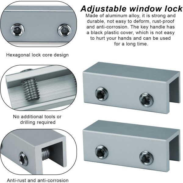 Barnsäkerhetsfönster, 2 delar skjutdörrslås med nyckel, fönsterblock, skjutdörrsblock, för hem med barn, lämplig
