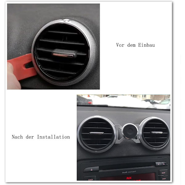 Magneettinen puhelinteline autoon, yhteensopiva Audi A3 8P:n ja Audi S3 8P:n kanssa, sopii älypuhelimille ja GPS:lle, 360 asteen kierto (hopea)