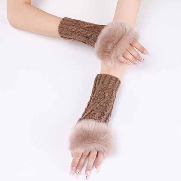 2 par votter for kvinner - Vinterhansker - Ermer for kvinner - Varme - Unisex - for å holde kvinner - Stretchy mansjetter,D