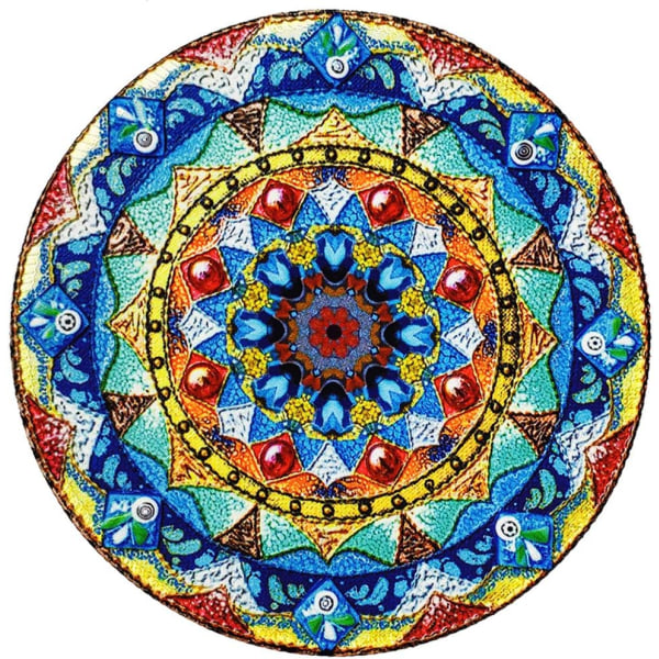 Musmatta, Rund Mandala Musmatta, Liten Musmatta med Design, Halkskyddad Musmatta i Gummi med Sydd Kant, 7,9 x 7,9 Tum