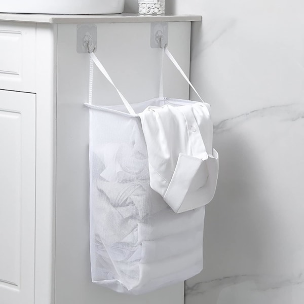 Lille sammenklappelig plastik hængende vasketøjskurv med håndtag - velegnet til sovesal