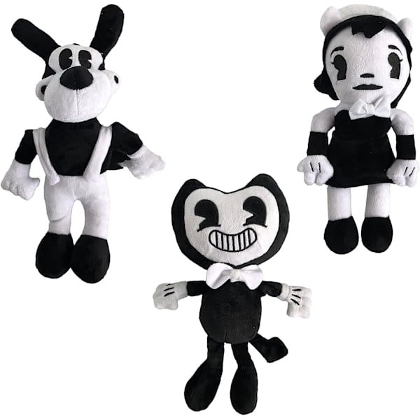 3PCS Bendy Plush-lelusetti - Söpöt kauhupelihahmot, pehmeät täytetyt eläimet lapsille ja faneille
