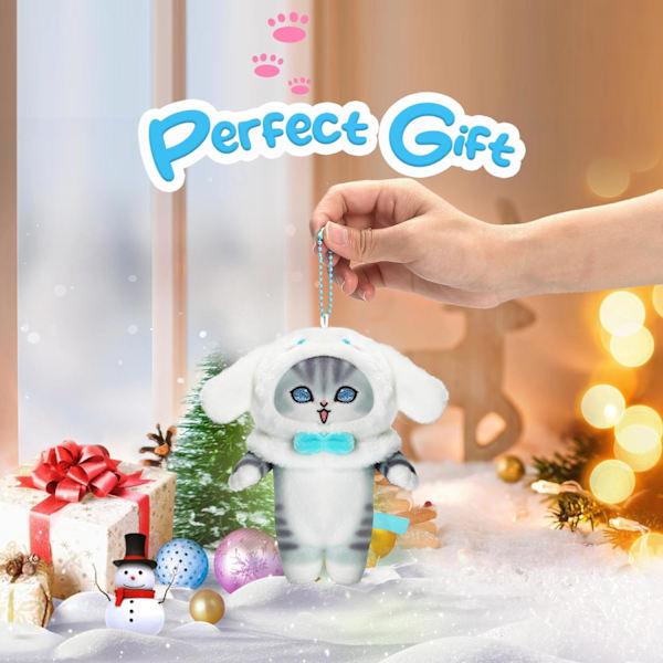 Cartoon Cat Plush Pendant Keychain - Cosplay Figure Toys for Kids Cute Dog Stuffed Animal Soft Mini Doll Car Keychains
