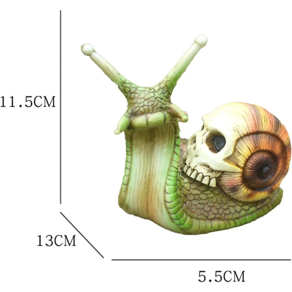 Halloween Kranie Snegl, Kranie Skulptur, Gotisk Hjemmeindretning Harpiks Håndværk Udendørs Havegård Dekoration Kranie Kunst (Grøn)