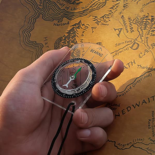 Professional Transparent Compass with Map Scale Ruler, Waterproof Hiking Survival Compass for Outdoor Navigation