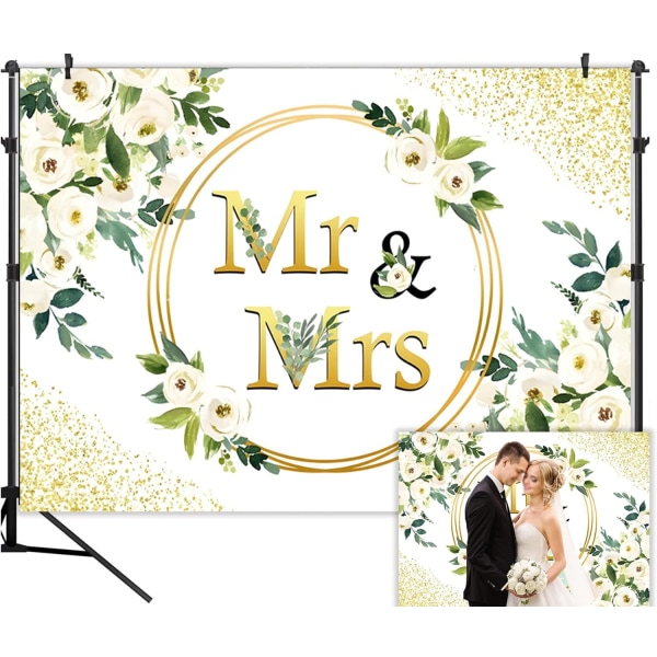 Mr & Mrs Brude- og brudesjåver Bakgrunn Forlovelse Forlovet Seremoni Brud og Brudgom Foto Bakgrunn Forlovelse Bryllupsdusj Par Bakgrunn 7x5ft