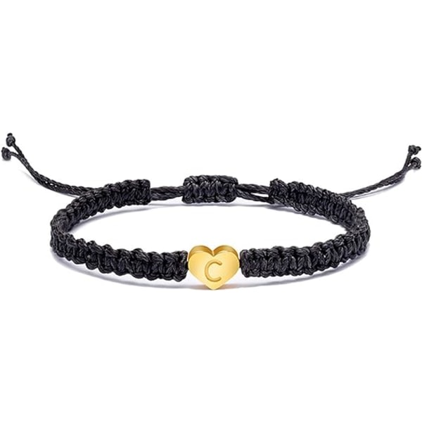 14K forgyldt hjerte initial streng armbånd håndlavet reb flettet armbånd minimalistisk smykker matchende par armbånd