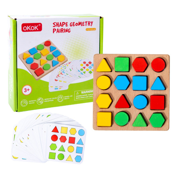 Formmatchende spil Farve Sensorisk pædagogisk legetøj med resultattavle, klokke og kort Montessori Småbørns Sensorisk Tavle Montessori-puslespil i træ Form