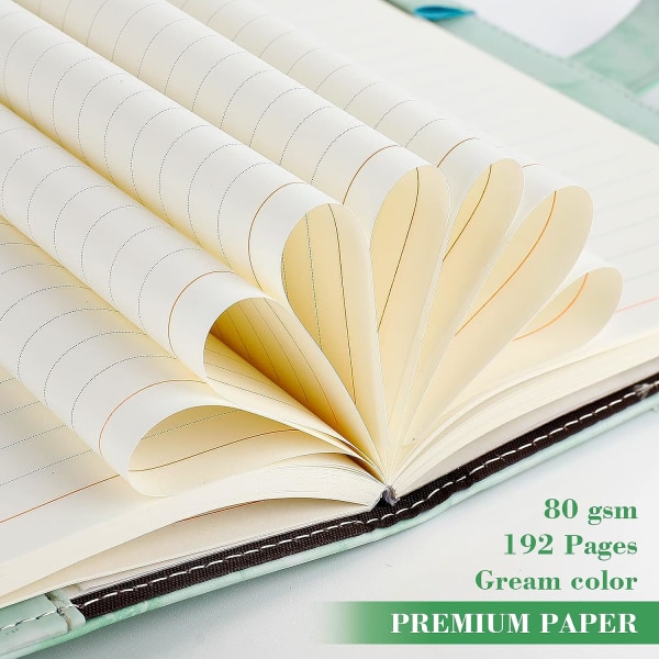 Marmordagbok med lås, påfyllningsbar A5-dagbok för tjejer och kvinnor, 192 sidor söt anteckningsbok med kombinationslås - grön