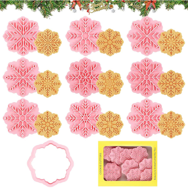 Jul Cookie Cutters, 9-delad 3D Cookie Cutter Mold, Jul Cookie Cutters, Plast Cookie Cutters, Biscuit Jul Mold, B