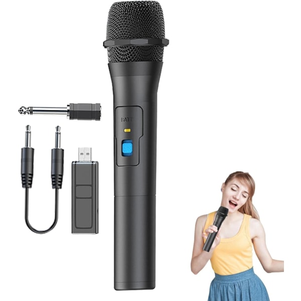 Trådløs mikrofon, bærbar trådløs håndholdt mikrofonhøjttaler med USB-modtager | Dynamisk mikrofon til karaoke, kirke, vokal, bryllup og DJ