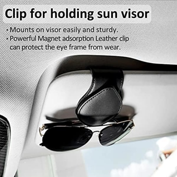 2 pakker Bilbrilleholder Universal Car Visir Solbriller Holder Clip Læder Brille Ophæng og billetkort Clip Mount til bil-grå