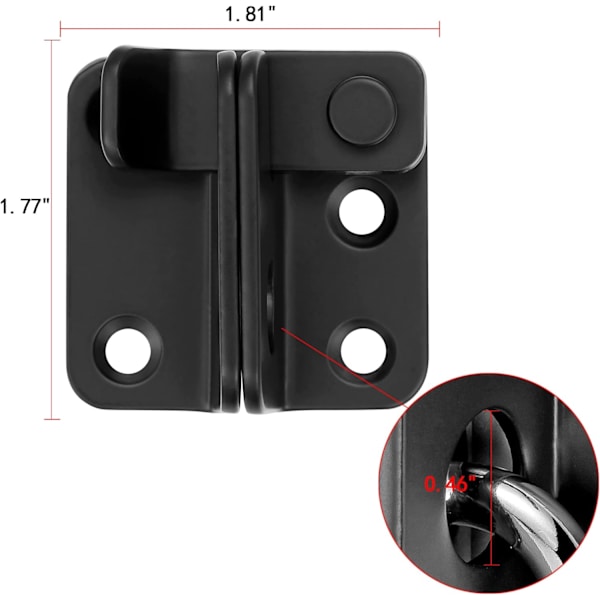 2 pakker Flip Latches, 1,81” x 1,77” Svart rustfritt stål Tykkelse Heavy Duty Hasp låveport Flip Dør Latch Dørlås - Høyre Åpen