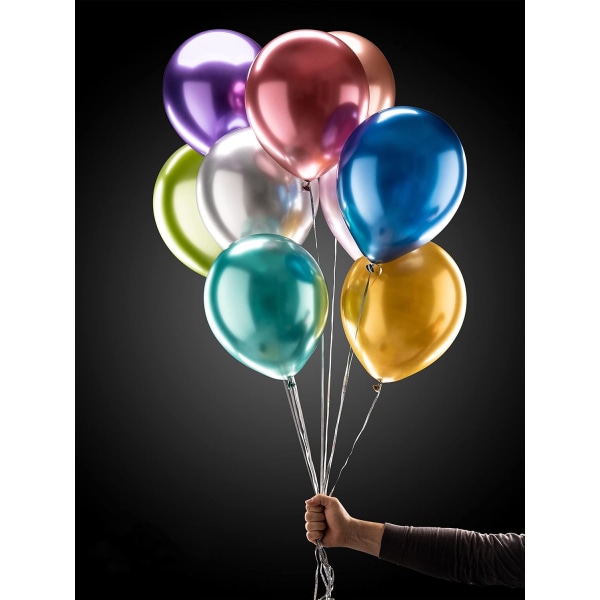 100 metallballonger i olika färger 12 tum 9 sorters glänsande latex för glamourfestdekorationer och många andra tillfällen