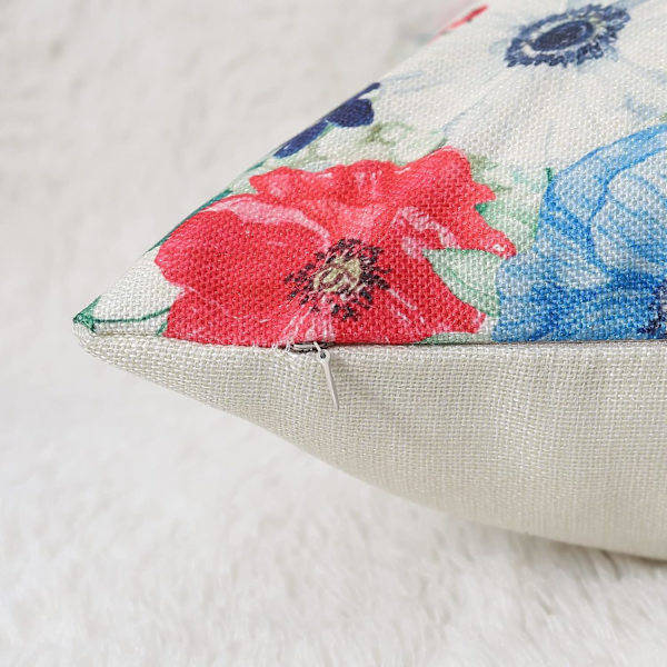 Vårfarge putetrekk 18x18 sett med 4 dekorative putetrekk Blomster putetrekk Pudetrekk for sofa seng stol utendørs hjemmedekor