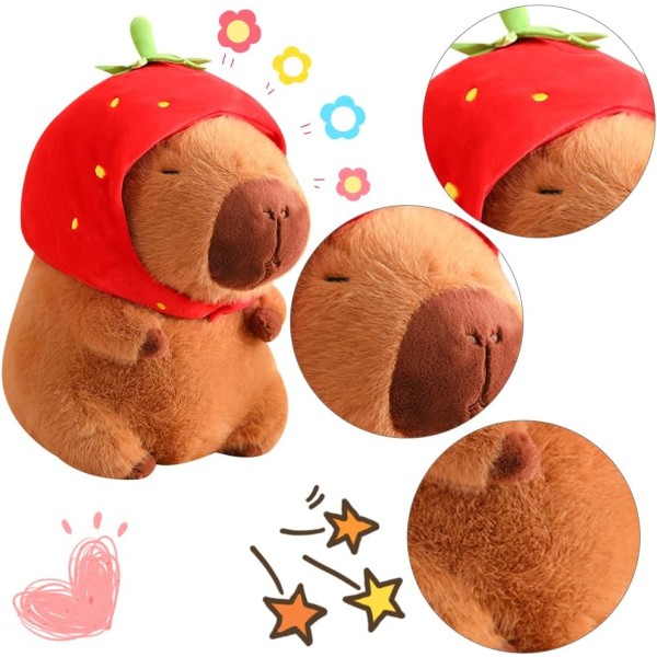 Søt Capybara plysjleke, Capybara utstoppede dyr for voksne, Myke plysjdukker pute, Hjemmedekorasjoner for barnas gaver, S, 8,6 tommer