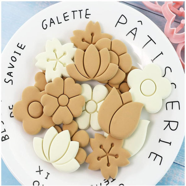 8 st mini blomformade kakskärare set kexformar perfekta bakverktyg för bakverk