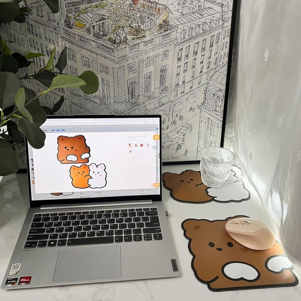 2 Pack Cute Mouse Pad, Kawaii K-pop/Japanese Mousepad, Compact Waterproof PVC Mat, Easy to Clean,Portable Fun Pad, Rabbit