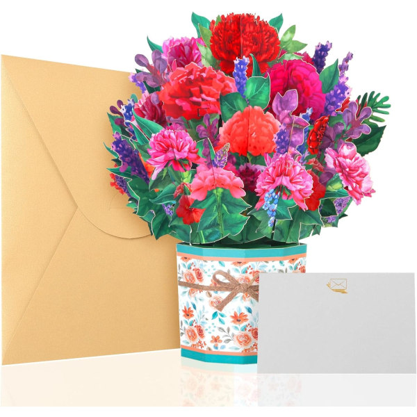 Bli frisk snart-kort, popup-blomster-bursdagskort Tenker på deg gavekort for kvinner venner Gratulerer Gaver Jubileumskort (nellik)
