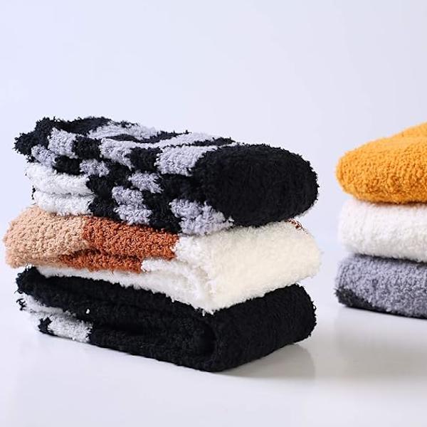 6 par söta katt tass strumpor kvinnor vinter fuzzy mysiga plysch tofflor strumpor