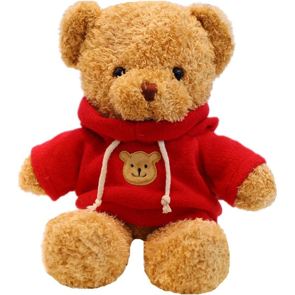 11,8 tum Teddy Bear Gosedjur Mjuk plysch Söt nalle med hoodie docka för pojkar Flickor (röd)