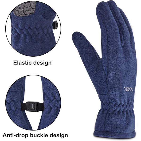 Vinterhandskar för barn, termiska handskar i fleece med pekskärm för pojkar och flickor, halkfria, varma barnhandskar, utomhusisolerade, blå, M