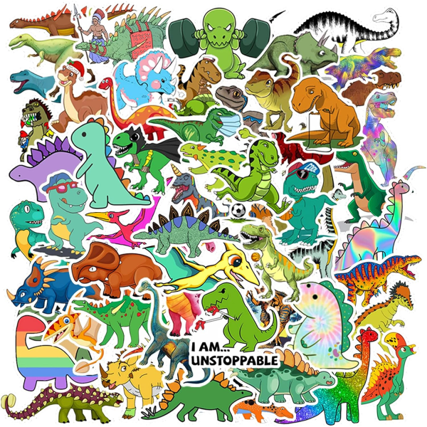 100 kpl dinosaurustarrat, söpöt vedenpitävät sarjakuvatarrat lapsille, paperitavarat, matkatavarat, opetuspalkinnot