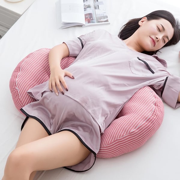U-form graviditetspute 65x38cm kvinner magestøtte sidesviller gravid pute barsel-C