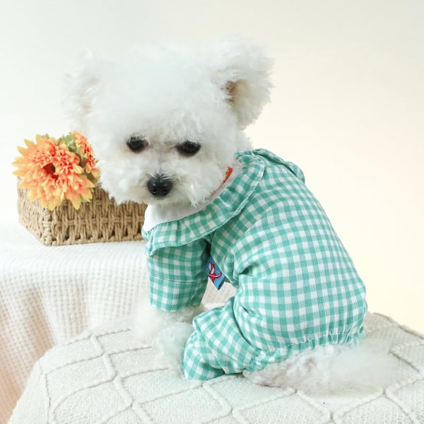 Koiravaatteet Koiranpentu Pyjama Jumpsuit Asusteet Koiran Ylihaalarit Paidat Ruudullinen Kuvio Porkkana Kanin Asuste Kissa Vaatteet Chihuahua Yorkies Vaatteet   Vihreä S