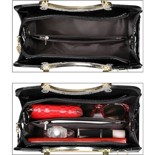 Skinnende Laklæder Dame Punge Satchel Håndtasker Damer Mode Top Håndtag Håndtasker Crossbody Skuldertasker
