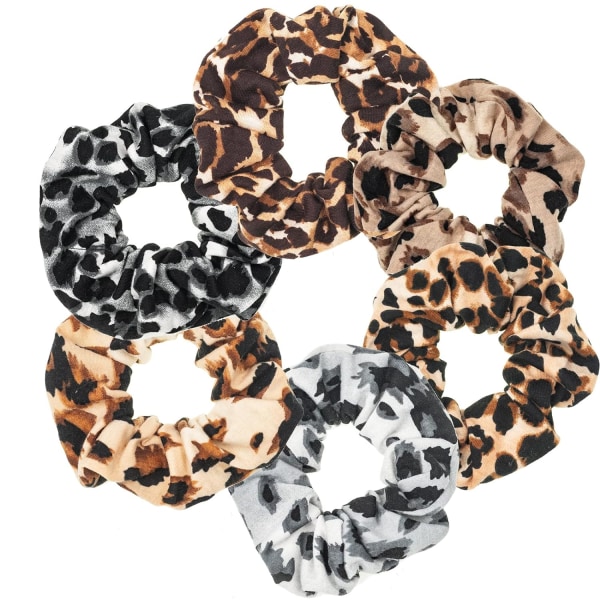 Scrunchies för hår, Leopard-hår Scrunchies för kvinnor, Snusnäsdukar, 6 st Snöror Scrunchy-hårband, Scrunchies-hårband ( print)