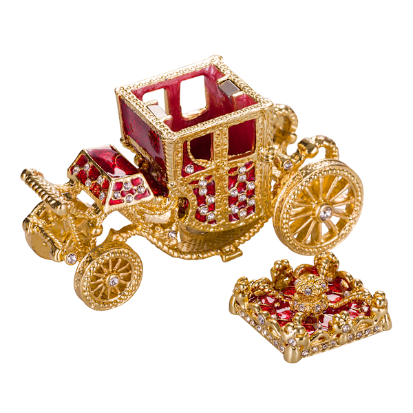Faberge stil Kejserligt kröningsägg Smyckeskrin med vagn 10 cm röd röd 10 cm
