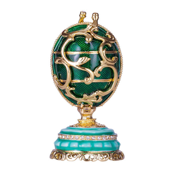 Faberge stil æg Forårsblomster med kurv med blomster 8,5 cm grøn green 8.5 cm