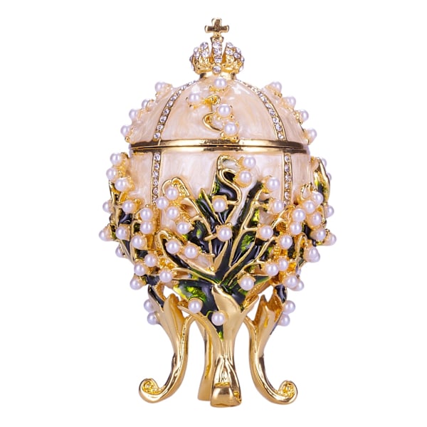 Faberge-tyylinen muna, korurasia Laakson liljat 8,5 cm kerma cream 8.5 cm
