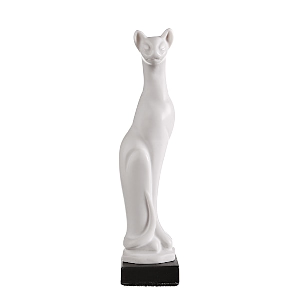 Koristeellinen marmori patsas veistos figuuri Pysyvä Kissa valkoinen 13 cm white 13 cm