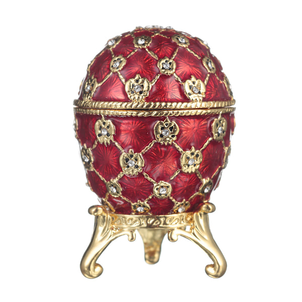 Faberge stil Kejserligt kröningsägg Smyckeskrin med vagn 6,5 cm röd röd 6.5 cm