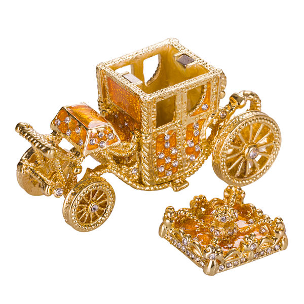 Faberge-tyylinen keisarillinen kruunausmuna, korurasia vaunuineen 19 cm yellow 19 cm
