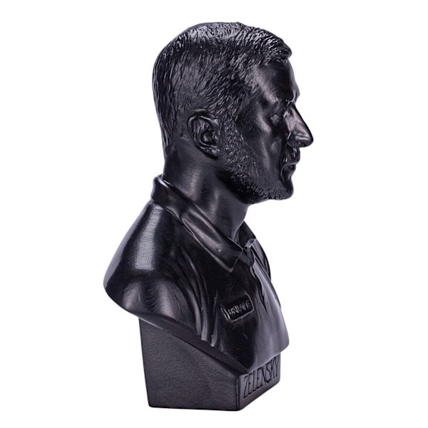 Sten byst staty skulptur Ukrainas president Volodymyr Zelensky 15 cm svart 15 cm